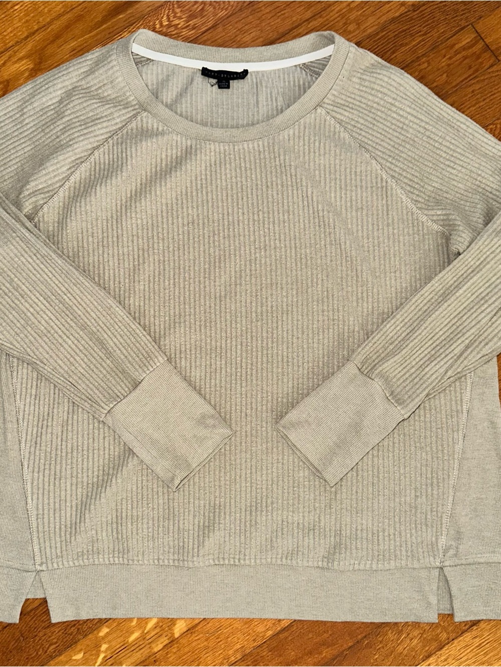 Jane + Delancey Beige Ribbed Crewneck Sweater